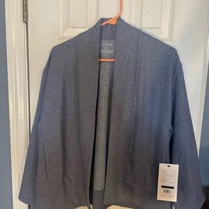 Gray Open Front Cardigan